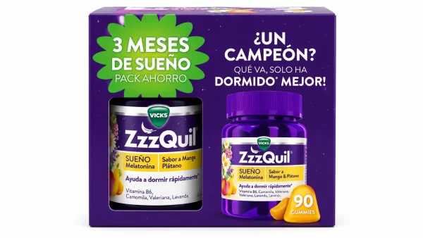 Zzzquil sueño 90 gummies sabor mango & platano pack