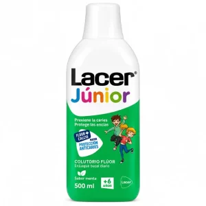 Fluor lacer junior enjuague bucal de uso diario 1 envase 500 ml sabor menta