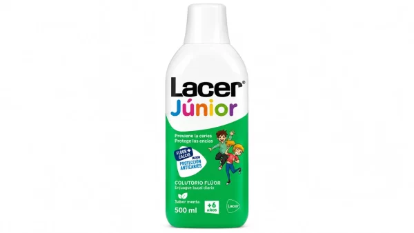Fluor lacer junior enjuague bucal de uso diario 1 envase 500 ml sabor menta