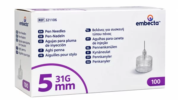 Aguja para plumas esteril bd 100 unidades 31 g (5 mm x 0,25 mm)