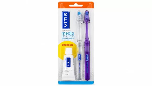 Cepillo dental adulto vitis access medio  2 unidades
