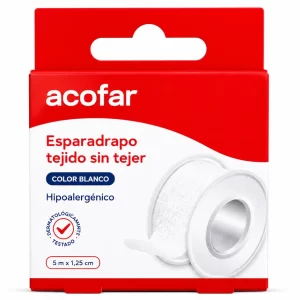 Esparadrapo acofar tejido 1 unidad 5 m x 2,5 cm color blanco