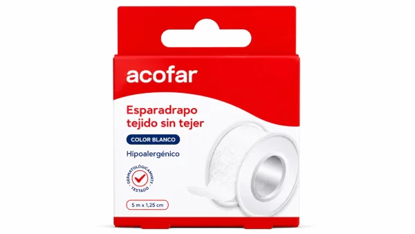 Esparadrapo acofar tejido 1 unidad 5 m x 2,5 cm color blanco
