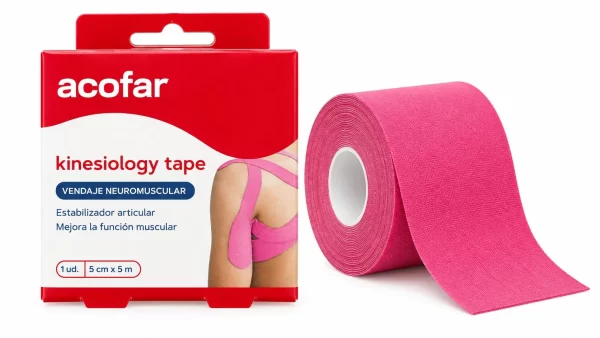Acofar kinesiology tape vendaje 5 m x 5 cm fucsia