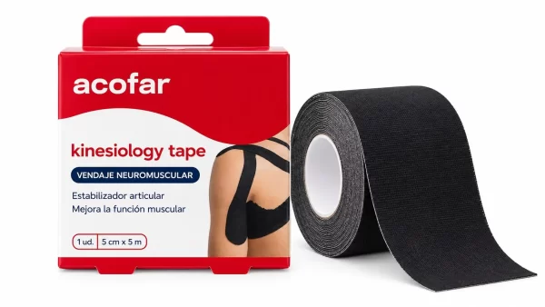 Acofar kinesiology tape vendaje 5 m x 5 cm negro