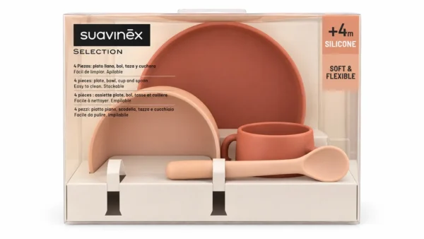 Suavinex vajilla infantil silicona rosa