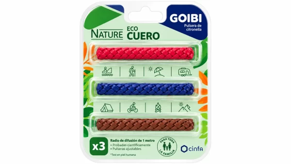 Goibi pulsera de citronella nature 3 pulseras eco cuero