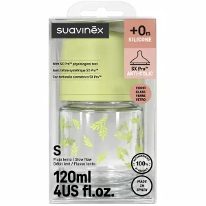 Suavinex biberon vidrio tetina fisiologica silicona sx pro selection + 0m 120 ml flujo s