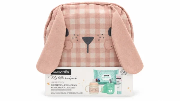 Suavinex baby my little backpack conejo 1 envase baby cologne 100 ml + pomada 1 tubo 50 ml + toallitas dermohidratantes 25 unidades