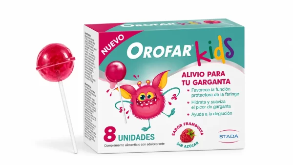 Orofar kids 8 piruletas sabor frambuesa