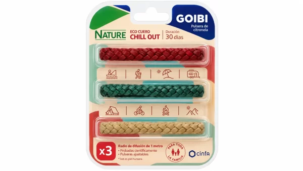 Goibi pulsera de citronella nature 3 pulseras eco cuero chill out trenzada