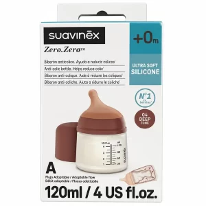 Biberon anticolico t silicona suavinex zero zero  120 ml flujo adaptable color deep