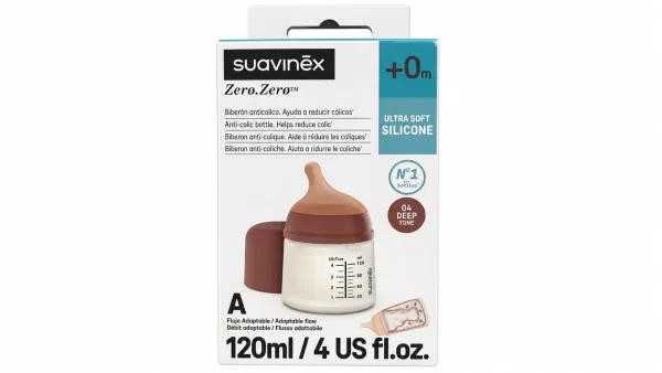 Biberon anticolico t silicona suavinex zero zero  120 ml flujo adaptable color deep