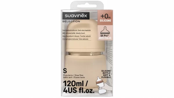 Biberon silicona tetina fisiologica suavinex sx pro selection +0m 120 ml flujo lento