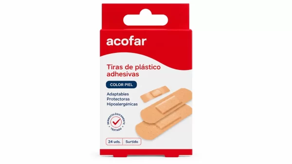 Tiras adhesivas de plastico acofar 24 unides color piel surtido